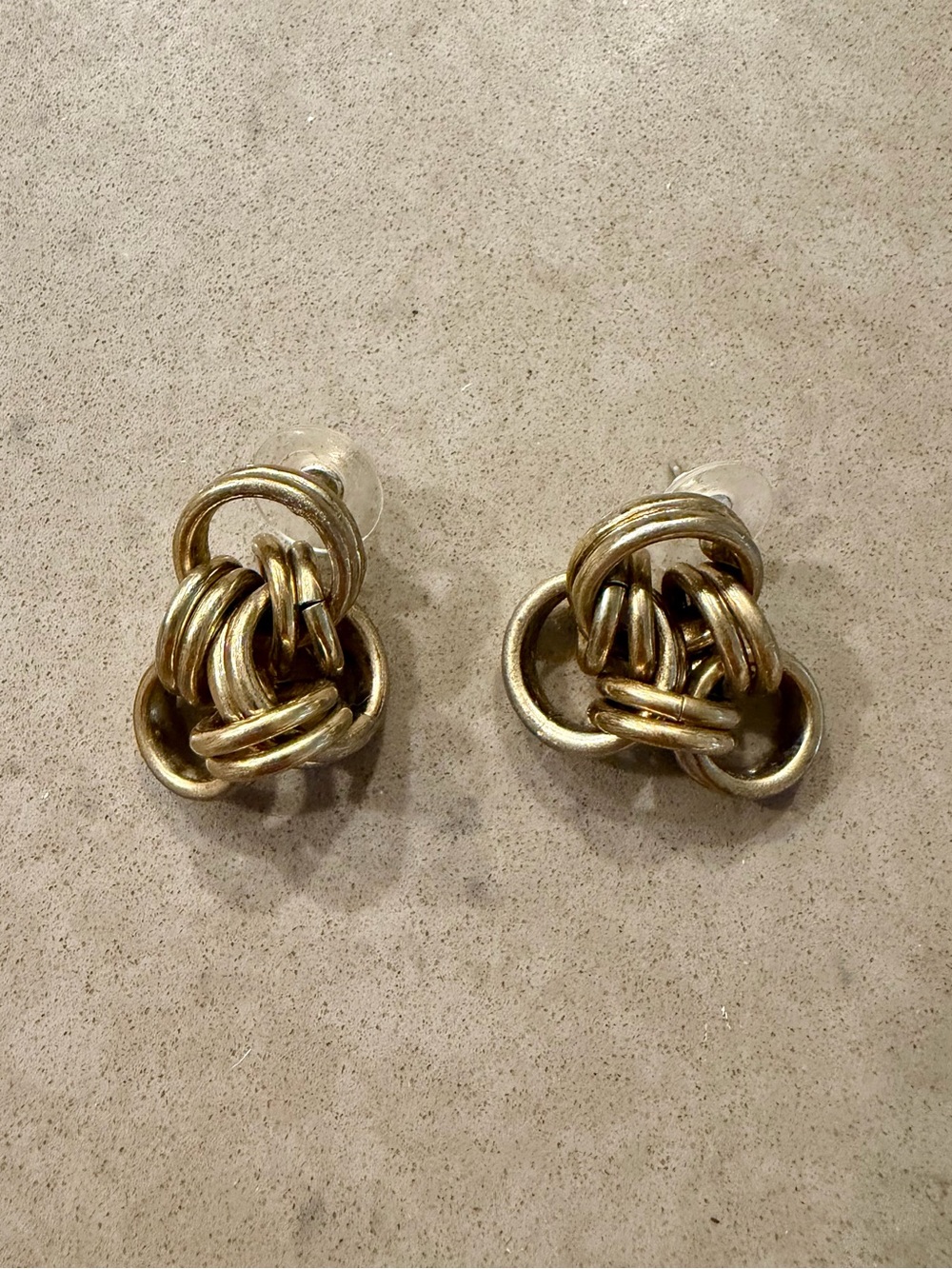 Anthropologie Brass Gold Knot Link Stud Earrings